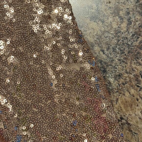 Lulus Dress All Over Sequin Y2K Hollywood Disco Glam Gatsby Rose Gold Small Flaw - Picture 9 of 11